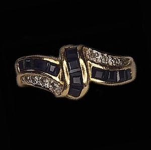 Yellow gold sapphire diamond fashion ring new